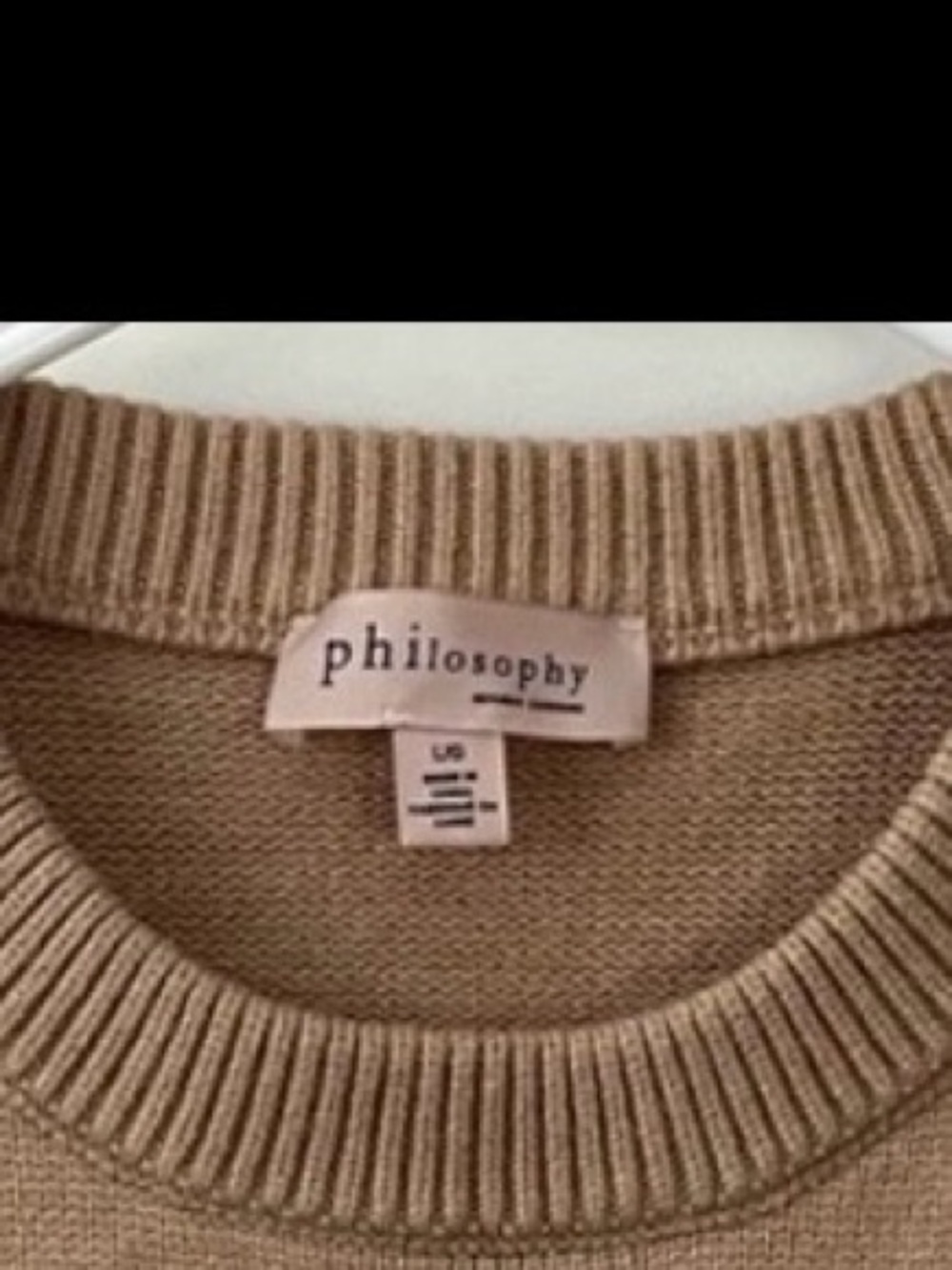 Philosophy Taupe and White Striped Crewneck Sweater - Picture 2 of 3